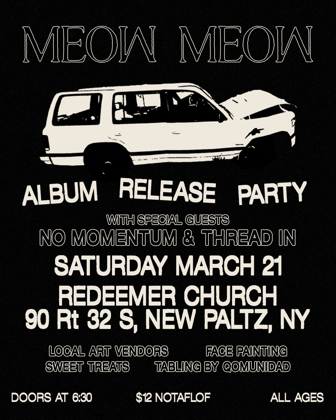 Album release show with Thread In, No Momentum, and Meow Meow
