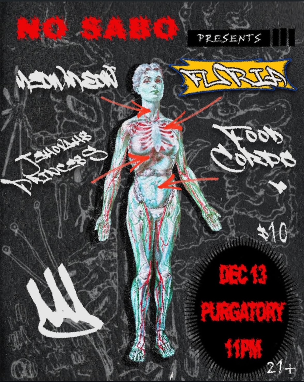 A show at Purgatory in Brooklyn hosted by no sabo with Jahovahs Princess, Foosd Cords, Furia, and Meow Meow
