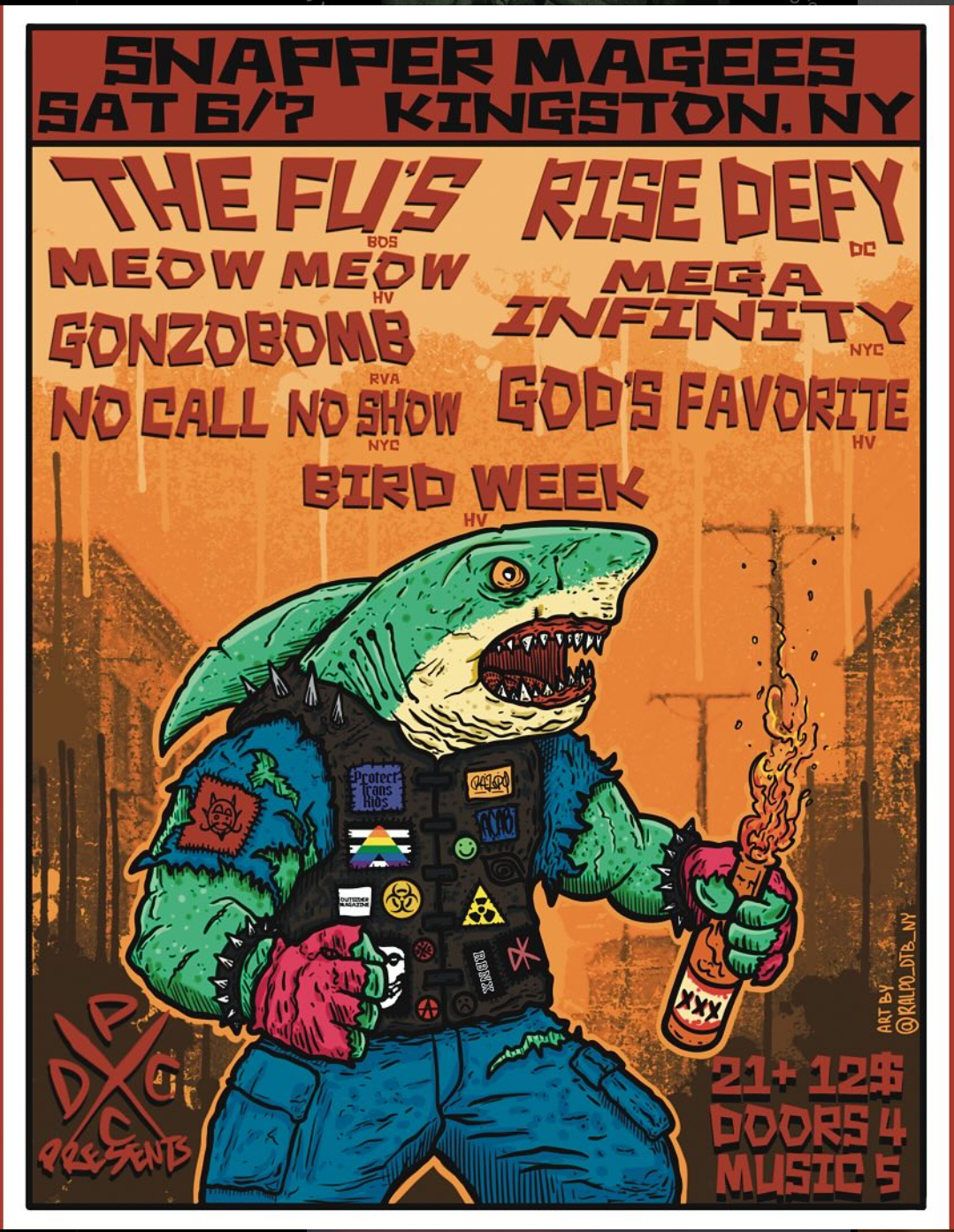 DCxPC show at Snapper Magees with The FU's, Rise Defy, Mega Infinity, No Call No Show, Bird Week, Gonzobomb, God's Favorite, and Meow Meow